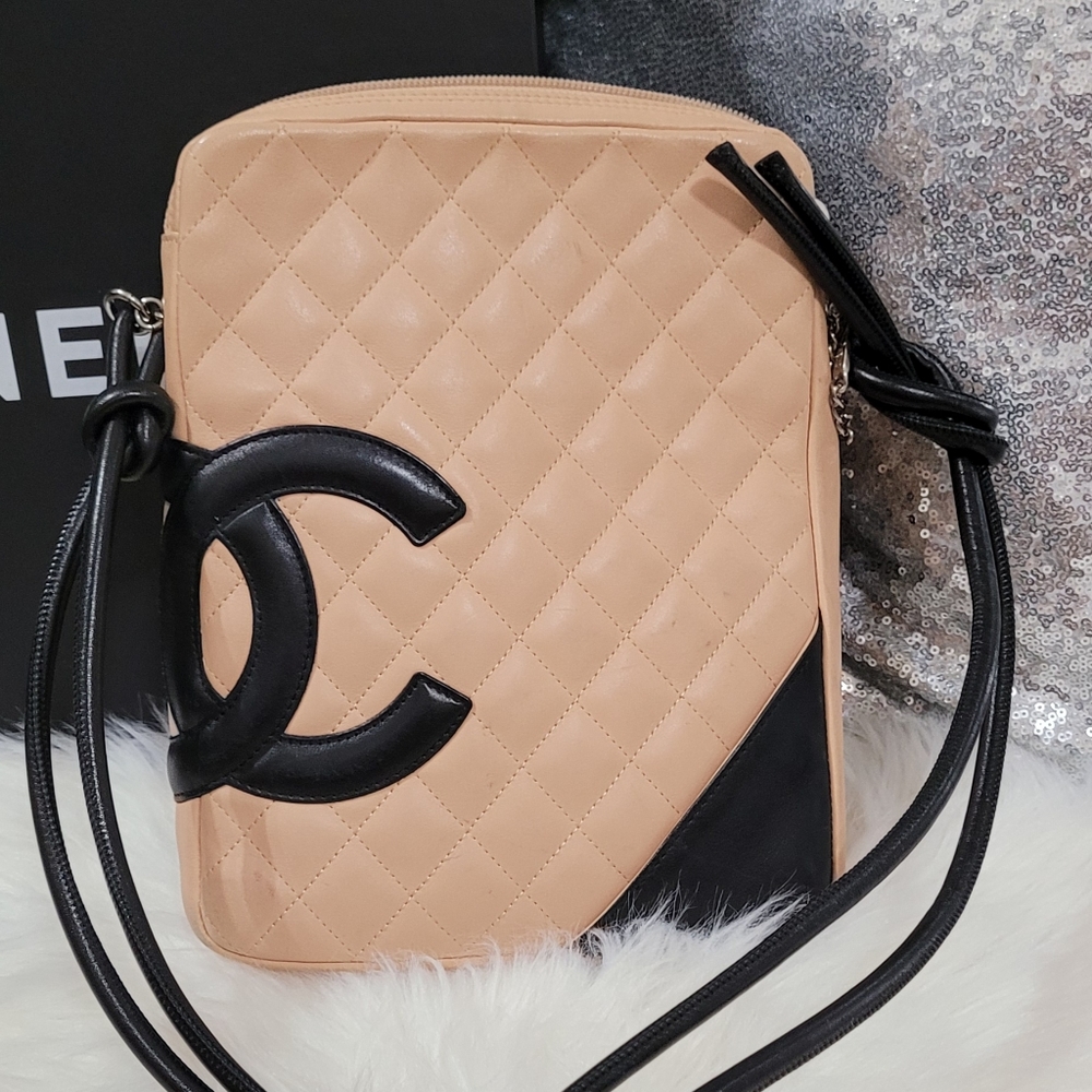 CHANEL Beige and Black Crossbody Bag